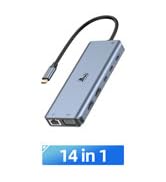 USB C Docking Station Dual Monitor for Laptop, LIONWEI 14-in-1 USB-C Hub with Triple Display, 2 H...