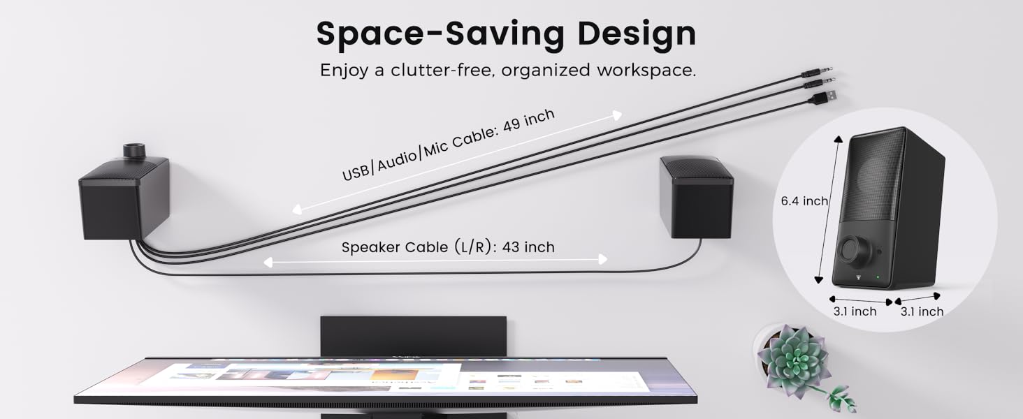 USB Powered Computer Speakers for Desktop Monitor