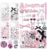 RQAYE Junk case charms,junk case Kit for Customizing Diy Cases,With Cute Bow,Flatback Pearls,Lett...