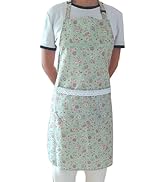 Women Flower Aprons with Pocket Vintage Kitchen Apron with Adjustable Neck Strap Home Gardening (...