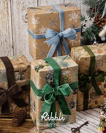 2024 kraft wrapping paper and velvet ribbon