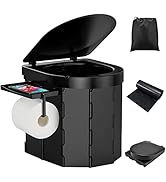 PAHTTO Portable Foldable Toilet for Adults with Detachable Phone Shelf and Paper Holder, Waterpro...