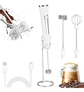 TonJin Milk Frother USB C Rechargeable New Upgraded Handheld Frother Wand with 2 304 Stainless Wh...