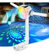 Pool Fountain with Solar Pool Light Show,Adjustable Dual Spray Sprinkler Pool Fountain for Ingrou...