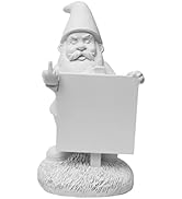 Gnometastic Gnude Gnomes - Unpainted Middle Finger Gnome with DIY Sign Board, 9" Inches, DIY Pain...