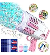 SHCKE Automatic Bubble Gun with Colorful Lights,Portable No-Dip Bubble Gun with 3 Rotating Fans,B...