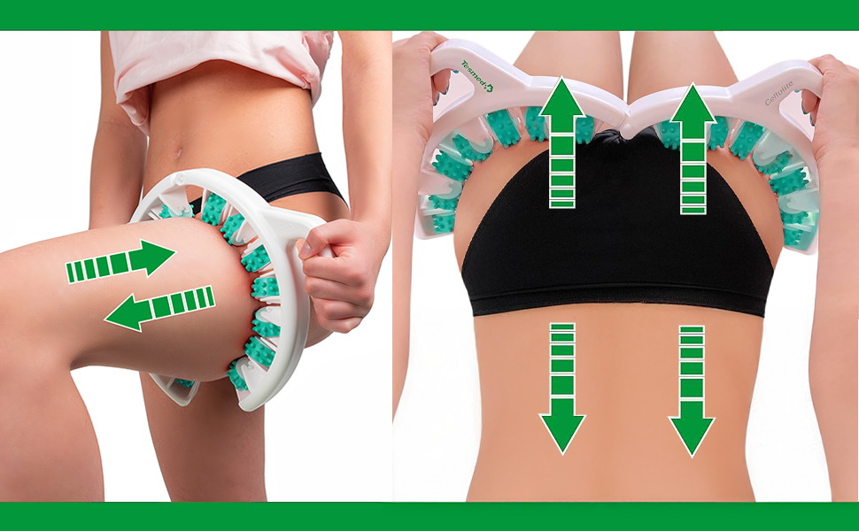 diagram showing how to use the Tesmed Cellulite massager