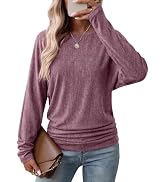 WIHOLL Womens Long Sleeve Shirts Ruched Hem Fall Tops Lightweight Sweaters | Dolman Sleeves, Side...