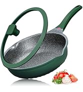 Vinchef Skillets Nonstick with Lids, 11In/5Qt Aluminum Deep Frying Pan with Lid and Heat Indicato...