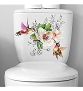 Birds Flowers Butterfly Toilet Seat Lid Stickers Self-Adhesive Bathroom Wall Sticker Floral Birds...