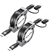 RULUS 2 in 1 Retractable USB C Cable 60W, [2Pack,4ft] Retractable USB C to USB C/Lightning (PD 27...