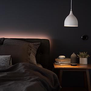 Progammed softened lights at night in bedroom