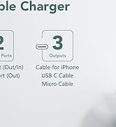 Charmast Portable Charger with Built-in Cables and Plug, 10000mAh USB C Power Bank Fast Charging ...