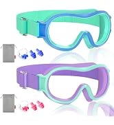 Aegend Kids Swim Goggles with Soft Fabric Strap, Anti-Fog No Leak Wide View Swimming Goggles for ...