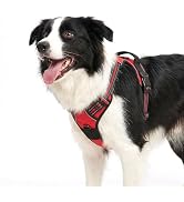 Funfox Dog Harness No Pull, Adjustable Pet Vest Harness Red M with Handle, 2 Leash Clips for Dail...