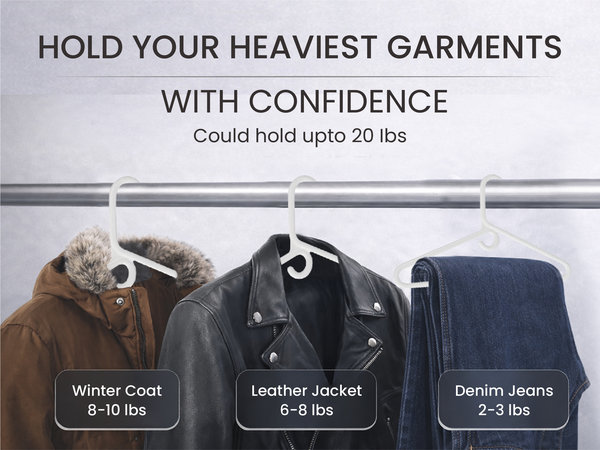 Holds your heaviest garments with confidence white plastic hangers