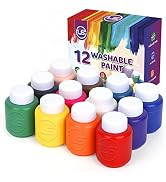 Washable Paint for Kids – 12 Ct Finger Paint (2 oz Each) Tempera Paint, Non Toxic Kids Paint for ...