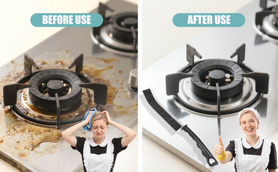 Comparison of the corners and crevices before and after cleaning