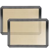 Luckyiren Silicone Baking Mat, Set of 2 Baking Pads Cookit Sheet, Non-Stick Oven-Bake Cover Runne...