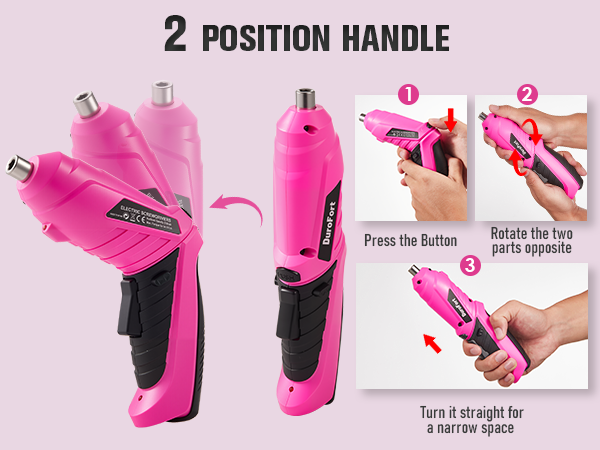 Pink Cordless Electric Screwdriver Set