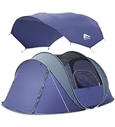 4/6 Person Easy Pop Up Tent, Waterproof, Automatic Setup,2 Doors-Instant Family Tents for Camping...