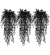Black Hanging Flowers Faux Hanging Plants Black Artificial Hanging Plant Fake Greenery Faux UV Re...