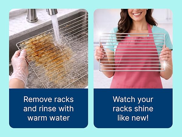 Carbona oven rack cleaner removes racks and shines like new