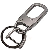 MECHCOS Metal Keychain Car Fob Key Chain Holder Clip with Detachable Valet Key Ring &amp; Anti-lost D...