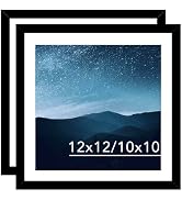JCJMY 12x12 Picture Frame Set of 2 Black with 10x10 Mat for 30 x 30cm Diamond Art Painting, Displ...