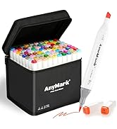 AnyMark Alcohol Markers Brush Tip, 80+1 Colors Dual Tip Brush &amp; Chisel Alcohol-Based Art Markers ...