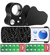 HMKIS Jewelers Loupe, 2 Pack Magnifying Glass with Light, 30X 60X 90X Jewelers Loop Magnification...