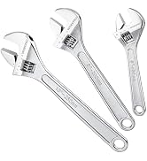 WORKPRO 3-Piece Adjustable Wrench Set, 6"-10", Forged Steel, Chrome Plated | SAE &amp; Metric Scales,...