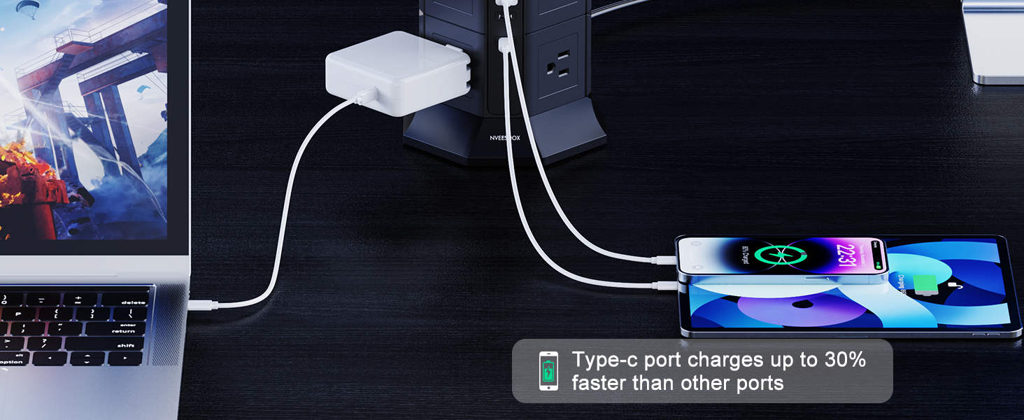 Type-c port charges up to 30%faster than other ports