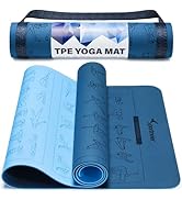 Instructional Yoga Mats with 150 Fade-proof Poses Printed on It - 24" Wide x 72" Long Double-Side...