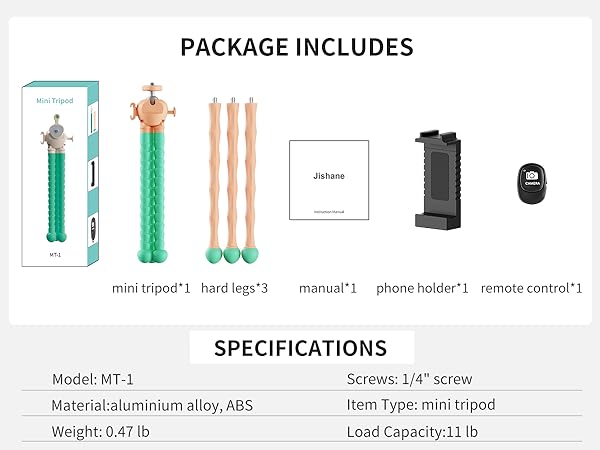 Jishane flexible mini tripod