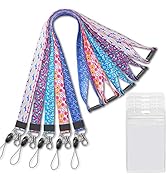 YOUOWO 5 Pack Lanyard with ID Badge Holder Cute Breakaway lanyards for Women Kids Keys Cruise id ...