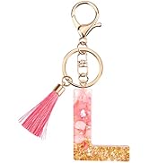 Suweibuke Cute Pink Key Chains for Women Girls, Initial Letter Keychains with Tassel, Charms for ...