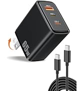 65W Laptop Wall Charger, 3-Ports USB A + Port for Lightning + Type C Fast Charging PD Wall Block ...