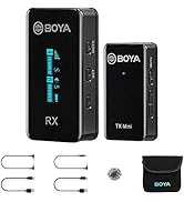 BOYA Wireless Lavalier Microphone for Camera DSLR Comcorder, 328ft Range, Noise Cancellation,7H B...