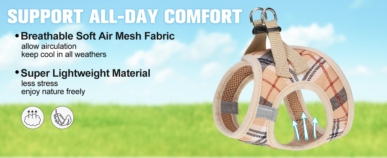 small dog harness khaki beige