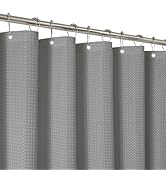 THAIGEE 2-in-1 Waterproof Fabric Shower Curtain - No Separate Liner Needed, Hotel-Style Waffle We...