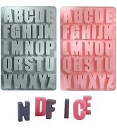 2 Pcs Letter Molds for Chocolate,Alphabet Silicone Molds for Crafts,Reusable Crayon Mold for Wax,...