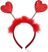 ZGLUZP 1Pc Red Heart Headband Red Sequin Love-shaped Head Valentine's Day Headband Hair Accessori...
