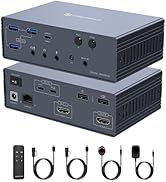 DGYBDFC KVM Switch 2 Monitors 2 Computers USB C Docking Station with Ethernet, 4K120Hz for 2* Thu...