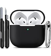R-fun for AirPods 4 Case with Cleaner Kit,Full Protective Soft Skin Silicone Cover with Keychain ...