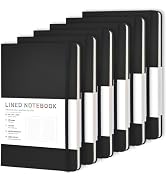 6 Pack Lined Hardcover Journal Notebook - 200 Pages A5 100GSM Thick Paper College Ruled Notebook ...