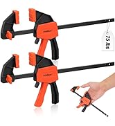 HORUSDY 6" Mini Bar Clamps for Woodworking - 2 Pack Quick Clamps F Clamp with 75 LBS Load Limit
