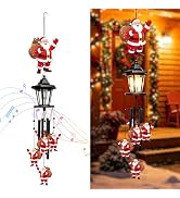 ANLTDTC Santa Solar Christmas Wind Chimes, Outdoor Hanging Holiday Decor | Solar LED lantern wind...