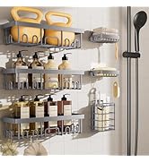 Veken 6-Pack Rustproof &amp; Waterproof Shower Caddy, Adhesive Shelves Rack, Large Capacity Bathroom,...