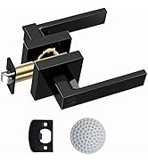 JO.KO Matte Black Door Knob, Keyless Square Door Lever for Bedroom, Passage Door Privacy Locking ...